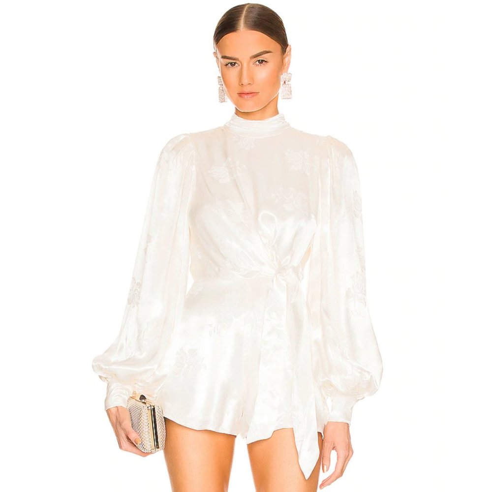 Majorelle Camryn Romper White Satin Romper NWT Size Small